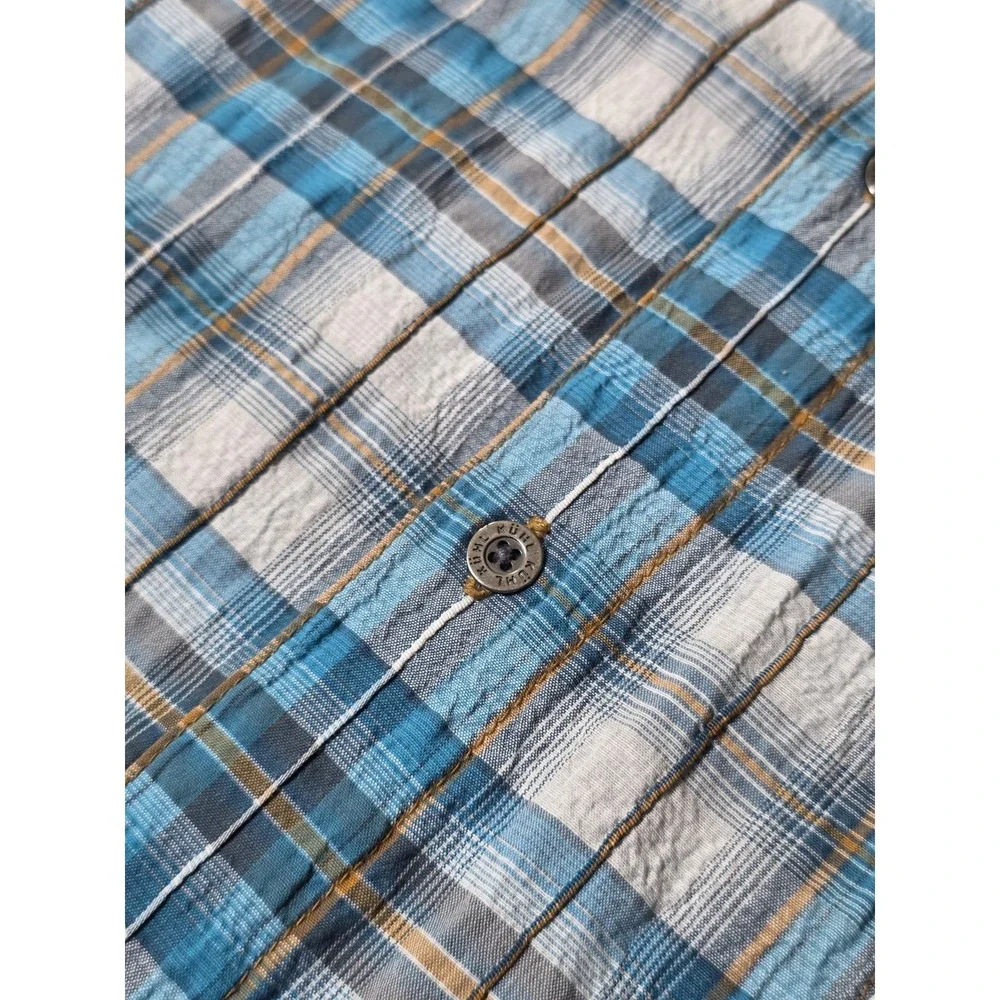 KUHL Men's Size 2XL Blue Plaid Polyester Button Up Short Sleeve Shirt - Picture 5 of 9
